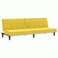 Helloshop26 - Canapé-lit avec porte-gobelets jaune clair tissu 02_0019257 - jaune polyester 3000969288003