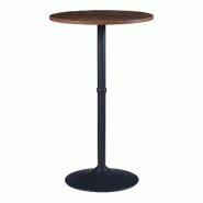 Helloshop26 - Table haute ronde Vantaa acier MDF 100 x 60 cm noir effet noyer 03_0011086 - noir Bois manufacturé 3000225563295