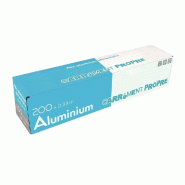 Papier aluminium alimentaire - rouleau 0,33x200m en boîte distributrice - qualité professionnelle