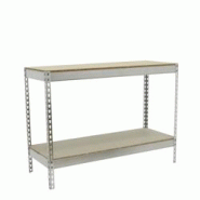 PROREGAL Étagère pour charges lourdes WOOD BEAST TWO | HxLxP 90x150x45cm | 2 niveaux | Charge du compartiment 600kg | Galvanisé - argenté métal P PROREGAL Étagère pour charges lourdes WOOD BEAST TWO | HxLxP 90x150x45cm | 2 niveaux | Charge du compartiment 600kg | Galvanisé - argenté métal P