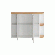 STELLAMEUBLES Armoire miroir 90 cm 3 portes – Blanc et Chêne Doré – PLATINUM - 5907611648247