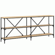Table console chêne sonoma 180x30x75cm bois d'ingénierie et fer Modèle Orion Premium - 832854