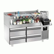 Table réfrigérante bar/boissons 4 demi-tiroirs - 1,2 x 0,6 m - 150 L