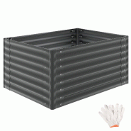 TecTake GmbH tectake Plate-bande surélevée SALVIA galvanisée, différentes tailles 120 x 90 x 62 cm Gris - gris acier 406430