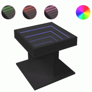 VidaXL Table basse avec LED noir 50x50x45 cm bois d'ingénierie Modèle Savane Plus - 847561