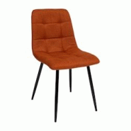 Atmosphera Chaise de table assise en tissu Ambre et pieds en métal Noir - orange 3560232982552 Atmosphera Chaise de table assise en tissu Ambre et pieds en métal Noir - orange 3560232982552