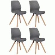 CLP Lot de 4 chaises de salle à manger Luna Gris/Plastique - gris plastique 322306 CLP Lot de 4 chaises de salle à manger Luna Gris/Plastique - gris plastique 322306
