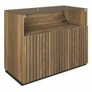 Comptoir vitrine côté bois Vertigo T03 MDF noir et olivier 120x60x93cm