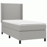 Décoshop26 - Cadre de lit LED avec sommier tête de lit matelas surmatelas 100x200 cm tissu gris clair TDL0207941 - gris 3001247688003_0