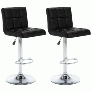 Décoshop26 - Lot de 2 tabourets de bar chaises hautes coutures carrées PVC noir et acier DEC029811 - noir 3000257569227