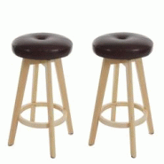 Décoshop26 - Lot de 2 tabourets de bar comptoir pivotant pieds clair assise en PVC bordeaux  04_0007470 - 3000262146147