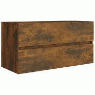 Helloshop26 - Armoire de lavabo design moderne rangement salle de bain 90 x 38,5 x 45 cm en bois d'ingénierie chêne fumé 02_0048236 - Bois massif 3
