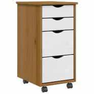 Helloshop26 - Armoire roulante avec tiroirs pratique espace de rangement 34 x 39 x 65,5 cm en bois de pin marron miel 02_0057660 - marron Bois massif