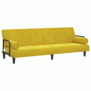 Helloshop26 - Canapé-lit avec accoudoirs 205 x 89 x 70 cm velours jaune 02_0019252 - jaune polyester 3000968788009