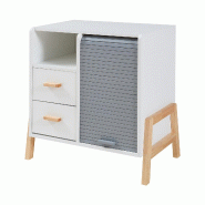 Helloshop26 - Commode meuble de rangement pratique entrée salon chambre bambou 66 x 60 x 40 cm blanc 03_0009294 - blanc Bambou 3000224612000