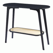 Helloshop26 - Table console bambou 100 x 35 x 80 cm noir effet rotin 03_0010885 - 3000225461416_0