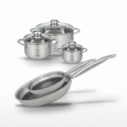 Lot de 2 Poêles 24/28cm et 3 Faitouts 12/16/20cm Elo Relief Solution - gris 3176239942071