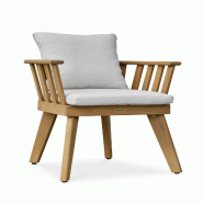 REMARQUABLE Fauteuil de jardin en bois d'acacia et coussins d'assises (L 66 x l 63 x H 68 cm) - LISO - 3700917630518