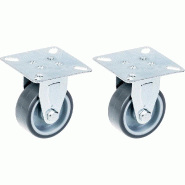 Roulette 50mm 2" à bandage caoutchouc gris, fixe, capacité 80kg, jeu de 2 Roulette 50mm 2" à bandage caoutchouc gris, fixe, capacité 80kg, jeu de 2