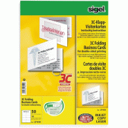Sigel Etui de 50 cartes de visite doubles imprimables r/v°, 85 x 55 mm, 225 g/m² (10 planches A4 bords lisses) - LP838