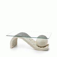 Stones Onda Table Basse (120X70 Transparent) En Verre Trempé Beige - beige 8033959241639