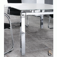 Table de réunion avec plateau en verre - Mobel Linea - Chromé, Verre Blanc