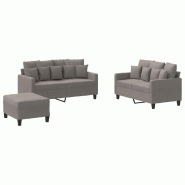 VidaXL Ensemble de canapés 3 pcs avec coussins Taupe Tissu Modèle AbriUrbain 50 - 3201663