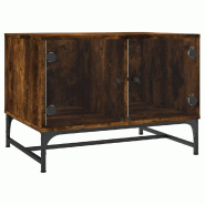 VidaXL Table basse avec portes en verre chêne fumé 68,5x50x50 cm Modèle Atlas Infinite Pure - 836543
