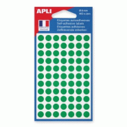 Apli Lot de 5 Etui de 462 pastilles adhésives vertes, diam. 8 mm (6 feuilles / cdt) - 3270241118315