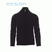 Pullover de travail unisexe noir - Coton/laine - Boarding Payper - Zip intégral et patchs aux coudes_0