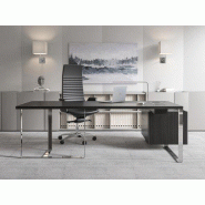 Bureau de direction Eternity avec caisson structure acier chromé Bureau de direction Eternity avec caisson structure acier chromé