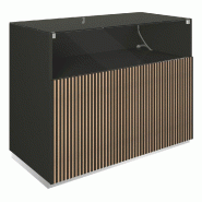 Comptoir vitrine côté bois Vertigo T01 MDF naturel et noir 120x60x93cm