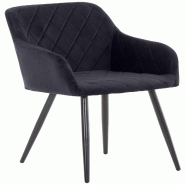 Décoshop26 - Chaise de salle à manger x1 design retro coutures décoratives en losanges assise en velours noir 10_0007230 - noir 3000266005259