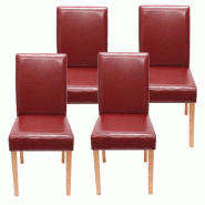 Décoshop26 - Lot de 4 chaises de salle à manger synthétique rouge pieds clairs CDS04143 - 3000074753120