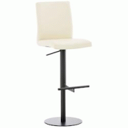 Décoshop26 - Tabouret de bar x1 réglable en hauteur et pivotant à 360° plateforme ronde en métal noir assise en PVC crème 10_0004567 - noir 3000 Décoshop26 - Tabouret de bar x1 réglable en hauteur et pivotant à 360° plateforme ronde en métal noir assise en PVC crème 10_0004567 - noir 3000
