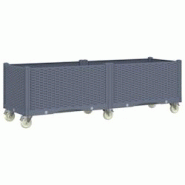 Helloshop26 - Jardinière bac lit surélevé plantes fleurs terrasse jardin à roulettes 160 x 50 x 54 cm PP gris 02_0038836 - 3000217941360 Helloshop26 - Jardinière bac lit surélevé plantes fleurs terrasse jardin à roulettes 160 x 50 x 54 cm PP gris 02_0038836 - 3000217941360