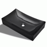 Helloshop26 - Vasque rectangulaire 65,5 x 39 cm céramique pour salle de bain noir 02_0002501 - 3000099981539