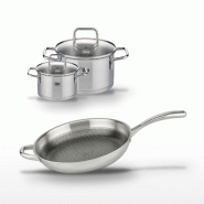 Lot Poêle 32 cm & 2 Faitouts 20/14 cm Elo Relief Evolution - gris inox 3176239954739