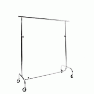 Portant droit L150 - hauteur réglable de 135 à 200cm - chromé - robuste et stable