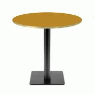 RestooTab - Table Milan T Ø70cm ocre maggese chants couleur laiton - marron fonte TB-MIT-R70M-MAGG-LAI