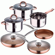 San Ignacio - Batterie de Cuisine Onil (16/18/20cm) en Acier Inoxydable avec Set de 3 Poêles (20/24/28cm) en Aluminium Pressé - multi-matériau PK5962