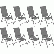 TecTake GmbH tectake Chaises de jardin pliantes avec dossier réglable, en tissu maillé - Lot de 8 gris anthracite - noir acier 406696 TecTake GmbH tectake Chaises de jardin pliantes avec dossier réglable, en tissu maillé - Lot de 8 gris anthracite - noir acier 406696