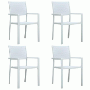 VidaXL Chaises De Jardin Lot De 4 Blanc Plastique Aspect De Rotin - blanc 47888