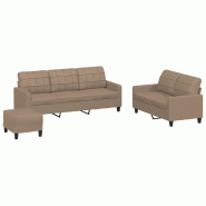 VidaXL Ensemble de canapés 3 pcs avec coussins Cappuccino Similicuir Modèle Jardin Royale - 3201387