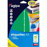 120 étiquettes vertes multi-usage, format 32 x 70 mm (10 feuilles A5 / cdt) - 3270241143515