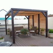 2002 - pergola en bois avec ventelles amovibles sur toiture + 1 côté 348x310x232cm veneto