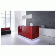 Banque d'accueil Linéa droite - avec top verre trempé, éclairage LED et module PMR disponible Banque d'accueil Linéa droite - avec top verre trempé, éclairage LED et module PMR disponible