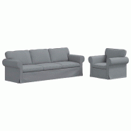 Canapé 2 pcs Gris clair 245 x 82 x 80 cm tissu Modèle Aero Signature Pro - Matériau naturel 8721364375055