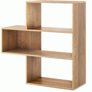 COSTWAY Bibliothèque convexe, Étagère debout avec 3 niveaux, Étagère diviseur de pièce avec protection contre l'inclinaison - Bois manufacturé