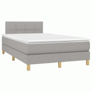 Décoshop26 - Cadre de lit LED avec sommier tête de lit matelas surmatelas 120x200 cm tissu gris clair TDL0207888 - gris 3001242388007